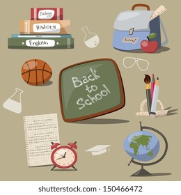 This is vector set with different school icons