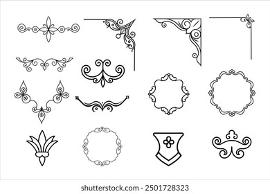 This vector set features a collection of elegant floral Victorian frames in oval, corner, and round shapes. Ideal for adding a vintage touch to invitations, scrapbooks, and creative projects.