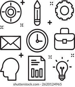 This vector set features silhouette light bulb icons, a symbol of idea and design