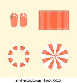 This is vector set of objects for beach. Flat style.
