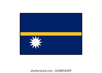 This vector showcases the flag of Nauru, featuring a deep blue field with a yellow horizontal stripe and a white star. It symbolizes the country's identity and heritage.