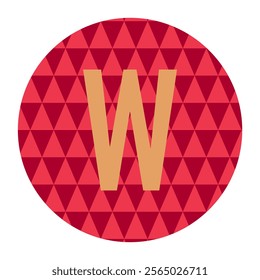 This vector showcases the letter W in a modern circular layout filled with green triangular patterns, combining bold typography and geometric shapes for versatile design applications