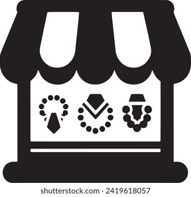 This vector showcases a monochrome icon representing a jewelry boutique. 