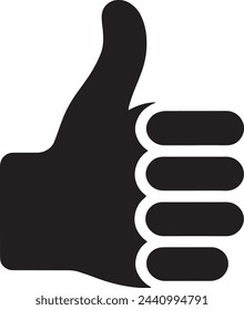 This vector showcases a silhouette of a thumbs-up gesture on a clean white background, symbolizing approval, agreement, and positive feedback. 
