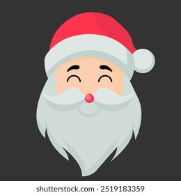 This vector shows the character of Santa Claus, with his trademark characteristics such as a red cape, red hat decorated with white feathers, thick white beard, and a friendly smile.