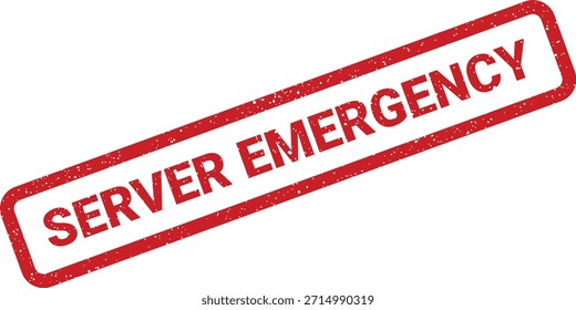 Este Vector muestra un sello de goma de estilo grunge con "SERVER EMERGENCY" que indica un problema crítico del sistema de TI. Útil para advertencias técnicas.