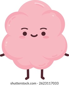 This vector shows a pink cotton candy character with a smiling face and minimal limbs, designed for playful and cheerful projects. The style is cute and appealing.