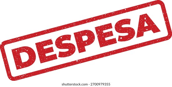 Este vetor mostra um carimbo vermelho DESPESA (despesa em espanhol) grunge. Útil para indicar custos em relatórios financeiros e documentos, é ótimo para ilustrar o controle sobre questões orçamentárias.