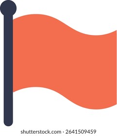This vector shows a red flag on a dark pole designed for signaling or warning. The flat minimalist style creates a clear and direct visual effect. Simple and effective mood.