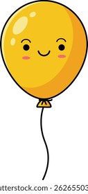 Este vetor mostra um balão amarelo com um rosto sorridente e bochechas rosadas, delineadas em preto com destaques, transmitindo um humor alegre e brincalhão.