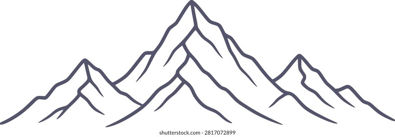 This is a vector silhouette of a mountain range with multiple peaks, set against a white background. The design uses