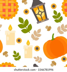 This is vector simplest pattern texture of cupcake, mushroom, leaf, sunflower. Wrapping paper.