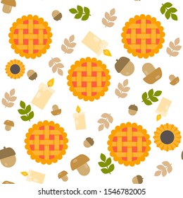 This is vector simplest pattern texture of cupcake, mushroom, leaf, sunflower. Wrapping paper.