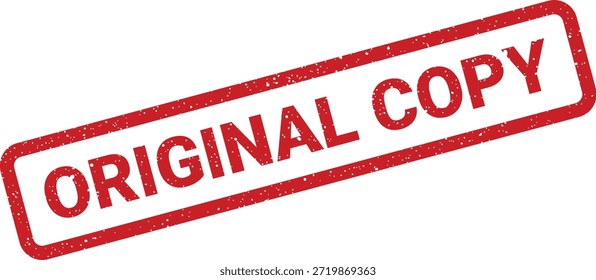 Dieser Vektor-Stempel verfügt über "ORIGINAL COPY" mit einer farbigen Textur, ideal für die Überprüfung der Echtheit von rechtlichen Dokumenten, Zertifikaten oder wichtigen Datensätzen. Nützlich für administrative Aufgaben.