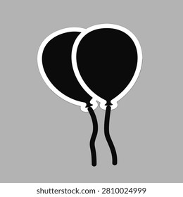 This is a Vector Stock royalty free vector image of a black balloon icon with a thick white outline.
