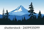 This vector style illustration depicts the breathtaking skyline of Mount Hood, located in Oregon