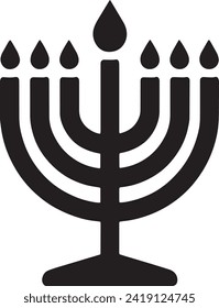 This vector is a stylized representation of a Menorah, an ancient Hebrew lampstand with seven branches traditionally used in the temple in Jerusalem.