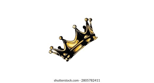 This vector is suitable for websites presentations, advertising, sport dsn. Shiny golden king crown illustration isolated on white background.