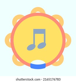 This is a vector of a tambourine toys. It has a soft blue background. 