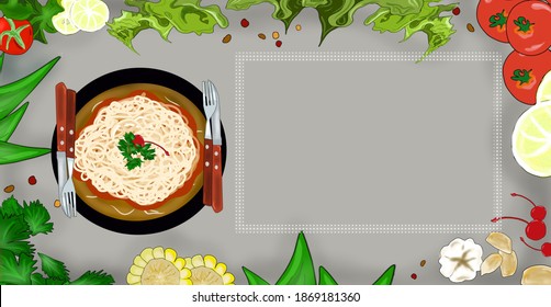 This vector template design features design options that are ready to print. Show off your bestselling menu items, like this spaghetti. It fits perfectly with the menu list for culinary entrepreneurs.