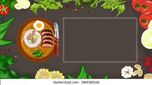 This vector template design features design options that are ready to print. Show off your bestselling menu items, like this rice beef. It fits perfectly with the menu list for culinary entrepreneurs.