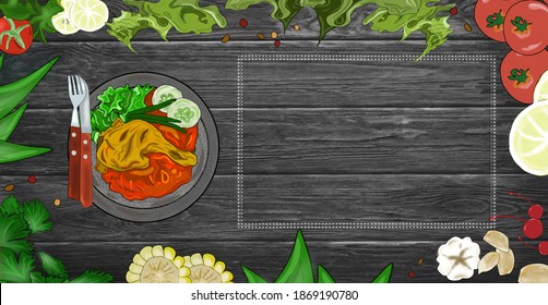This vector template design features design options that are ready to print. Show off your menu items, like this fried chicken. It fits perfectly with the menu list for culinary entrepreneurs.