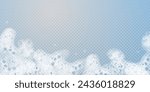 This vector template shows a bath foam with shampoo bubbles isolated on a transparent background. It can be used for advertising purposes. Mousse bath foam.