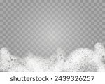 This vector template shows a bath foam with shampoo bubbles isolated on a transparent background. It can be used for advertising purposes. Mousse bath foam.