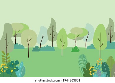 This is a vector that describes the natural beauty of landscape with trees and grass.