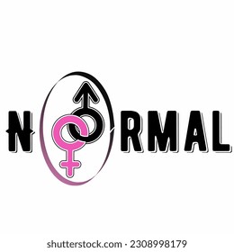 este es un vector que dice que la palabra normal con el símbolo del género masculino y femenino unificado, simbolizando a un ser humano normal es un hombre que ama a las mujeres