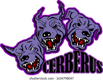 this is a vector of three dog's head, cerberus