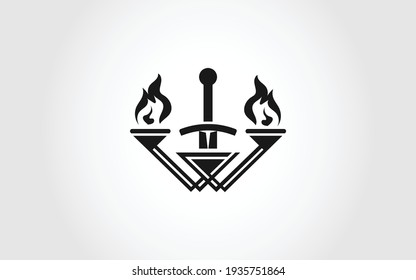 This is vector of W letter abstract with sword
