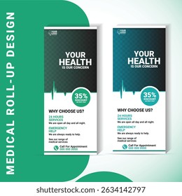 Este Anuncio de enrollamiento médico basado en el Vector es ideal para promocionar clínicas, hospitales, diagnósticos y servicios de emergencia. Con una insignia de descuento del 35%, diseño moderno y zonas de texto editables.