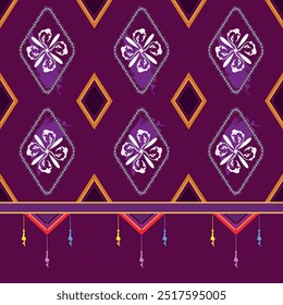This vectors designed features a vibrant fabric pattern with diamond motifs on a colored background. adding visual complexity to the design. This type of pattern can be used on fabrics, home décor,
