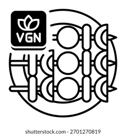 Este ícone Skewers Vegetal é adequado para comida vegan, etc.