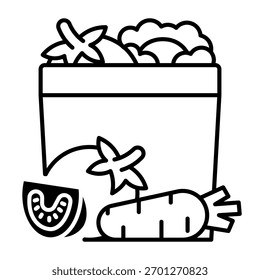 Este icono de verduras es adecuado para comida vegana, etc.