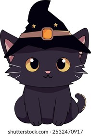 This versatile black witch cat illustration is perfect for various design projects. Use it for ornaments, stickers, brochures, Instagram, presentations, or keychains. Customize this editable