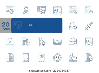 This versatile library offers 20 Thin Line icons representing Legal, ideal for UI kits.