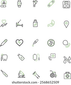 This versatile medical icon set includes everything from emergency care to chronic pain, providing essential visuals for health-related topics.

