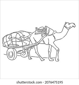 this is a very beautiful Camel  vector line art drawing,outline drawing illustrations