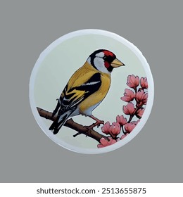 Este é muito lindo amarelo, preto e vermelho Bird adesivo vetor.