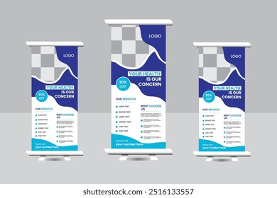 Esta es una Plantilla de diseño de Anuncio enrollado médico muy creativo.
