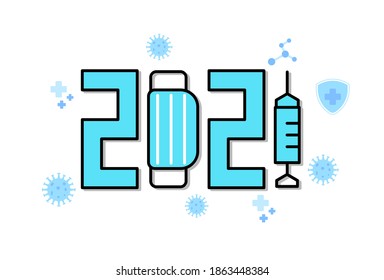 This is a very interesting illustration of welcoming 2021, you can use a calendar, smartphone application, web design, web templates, banners, stickers, and posters.