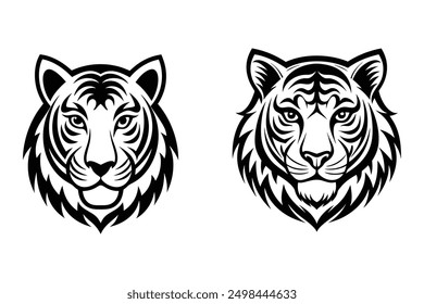 Este es un trabajo de arte de línea de calidad de Vector de ícono de cabeza de tigre muy agradable con ilustración.