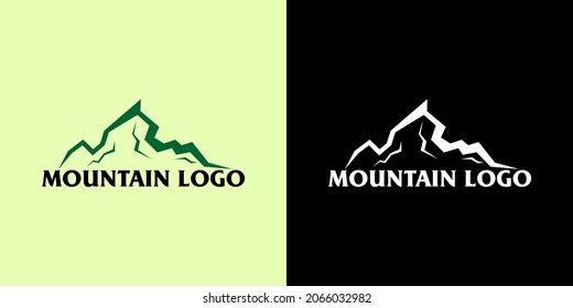 This is a very simple and characterful mountain logo, in green and black and white, very good for logos related to mountains.