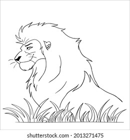 This is very simple line art lion image