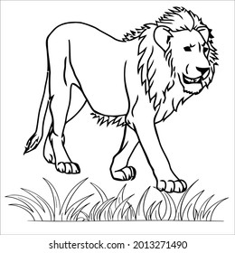 This is very simple line art lion image