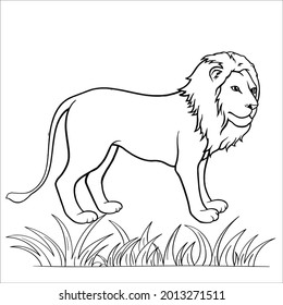 This is very simple line art lion image