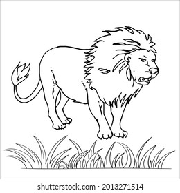Esta es una simple imagen de león de arte de línea