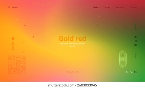 This vibrant abstract composition showcases a gradient blend of gold and red colors, creating a dynamic background with minimalist text elements for an artistic touch.